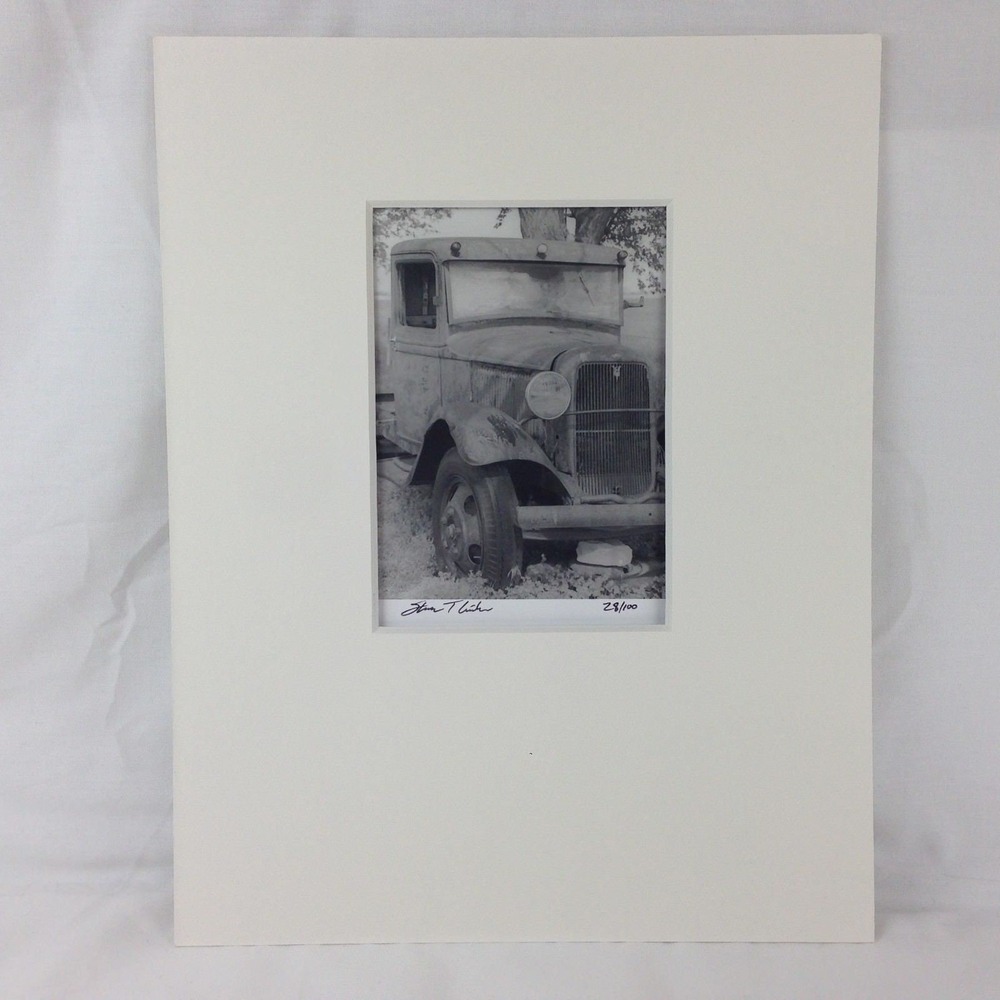 Black & White Photo Rusty 1934 Ford Pickup Truck Matted Signed Art Photography‎